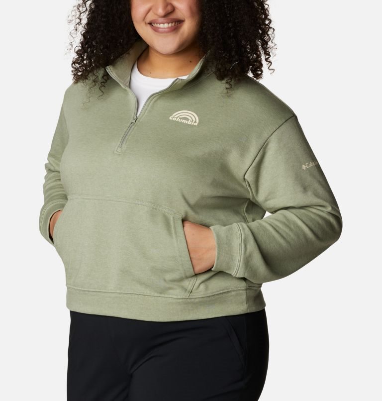 Hanorace Columbia Trek French Terry Half Zip Dama Masline Verzi | Plus Size RV0S879MA